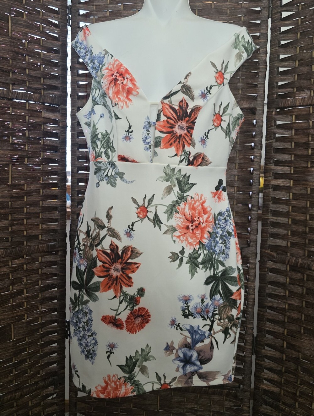 Fashio Nova Floral White Multicolor Cocktail Dress